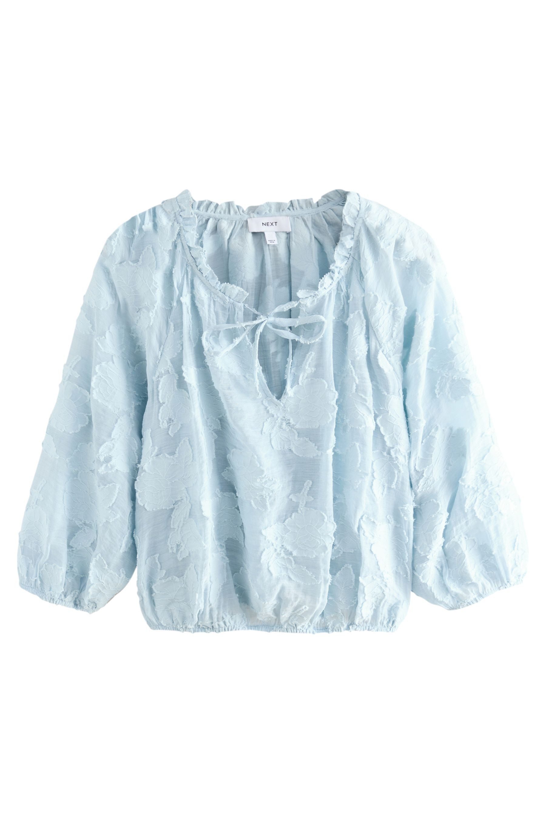 Next Langarmbluse Jacquard-Bluse mit Blumenmuster und Ballonsaum (1-tlg) günstig online kaufen