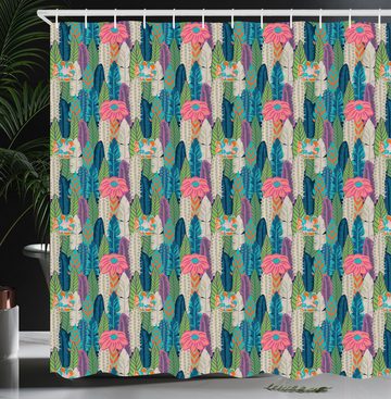 Abakuhaus Duschvorhang Moderner Digitaldruck mit 12 Haken auf Stoff Wasser Resistent Breite 175 cm, Höhe 180 cm, Kaktus Pastell Sukkulente Blumen