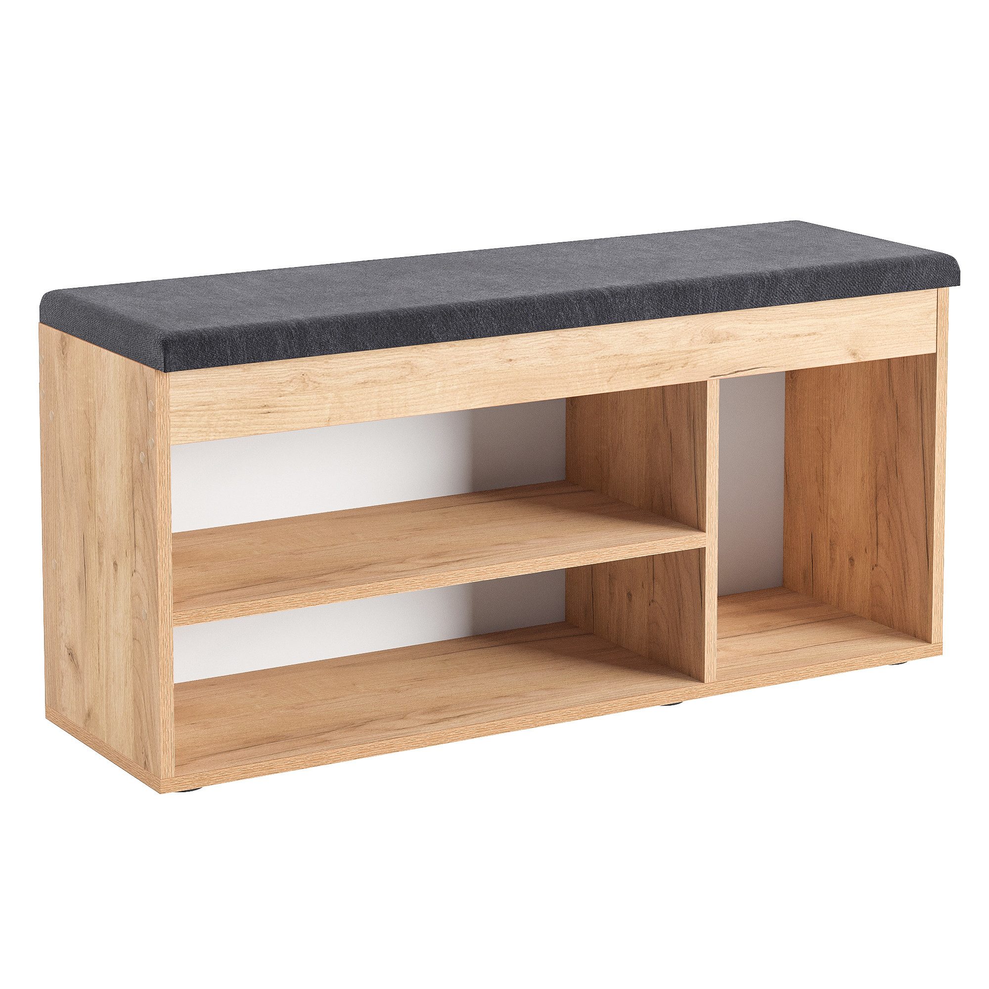 KOMTO Schuhbank Mit Sitzfläche Schuhregal Bank mit Stauraum Schuhschrank mit Sitzbank, für 6 bis 8 Paar, Spanplatte, Sofia 100 x 48 x 32 cm – Bild 5 von 5