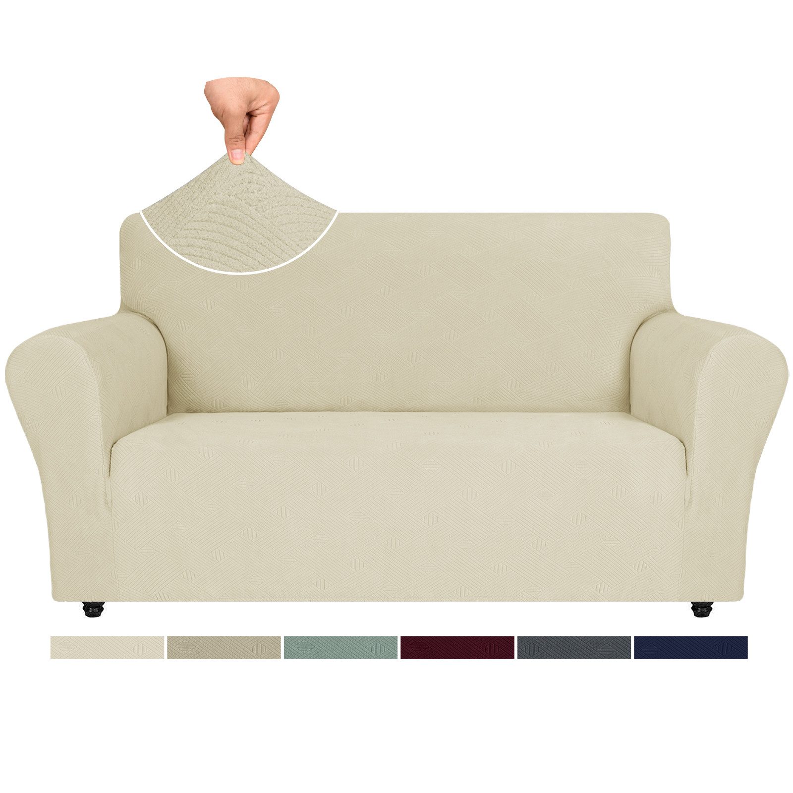 Coonoor Sofahusse Stretch Sofabezug, Sofa Überzug 1/2/3/4 Sitzer, Sofaschoner rutschfest, Elastisch Couch Überzug Mit Armlehnen, Sofaüberwurf Couch Überwurf