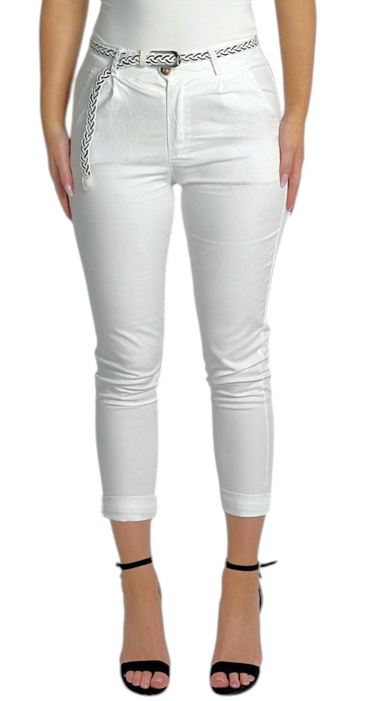 Mississhop Chinohose Damen Hose Baumwolle Hose mit Gürtel M.369 günstig online kaufen