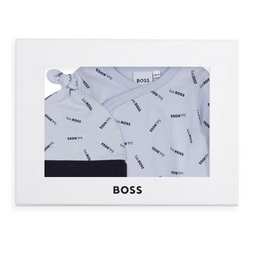 BOSS Strampler, Jäckchen & Mütze HUGO BOSS Baby Schlafanzug mit Mütze zweiteilig hellblau