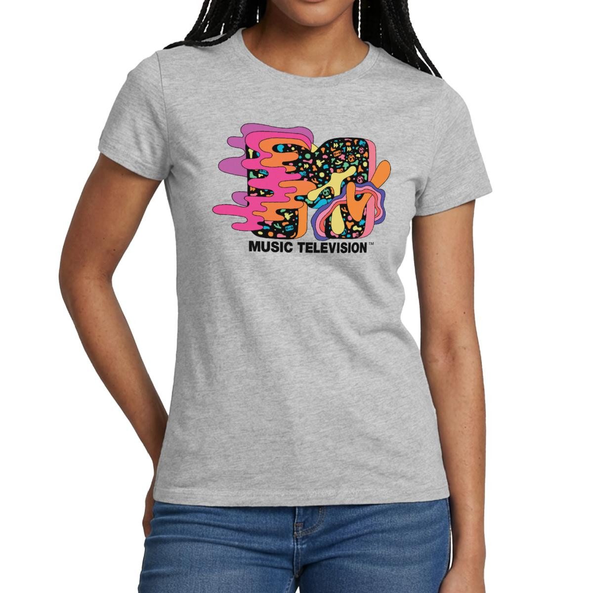 T-Shirt MTV Music Television Buntes Trippy Logo Frauen T-Shirt