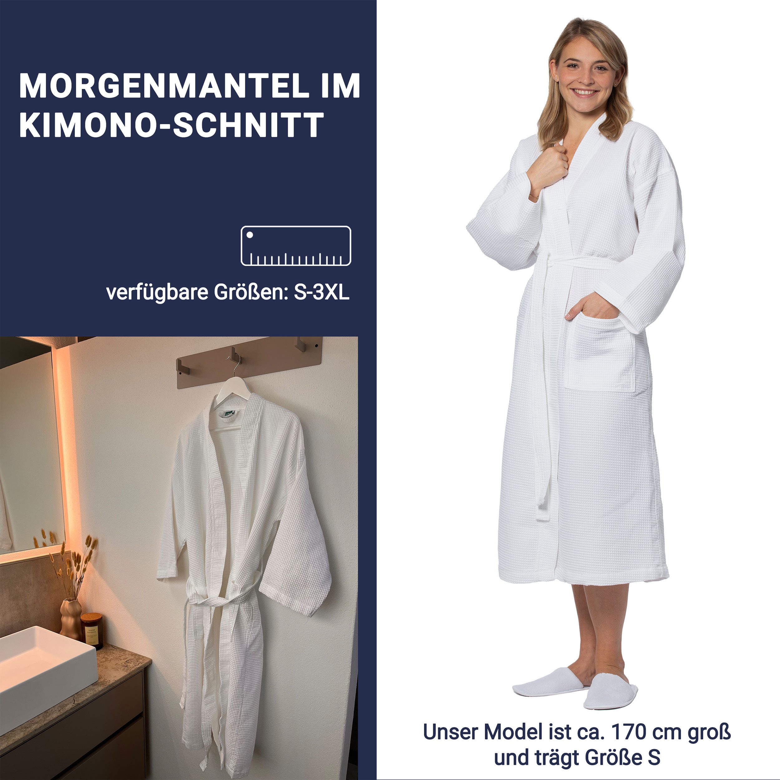 ZOLLNER Unisex-Bademantel, 80% Baumwolle, 20% Polyester, Kimono-Schnitt, Gü günstig online kaufen