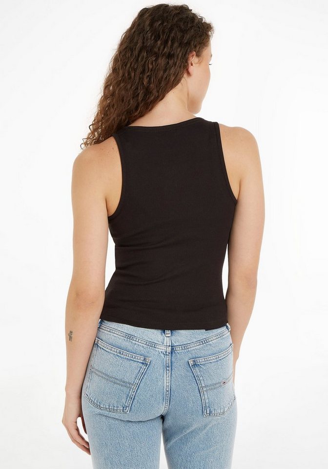 Tommy Jeans Tanktop TJW ESSENTIAL BUTTON RIB TANK mit dezentem Kontrastband  am Krageninneren