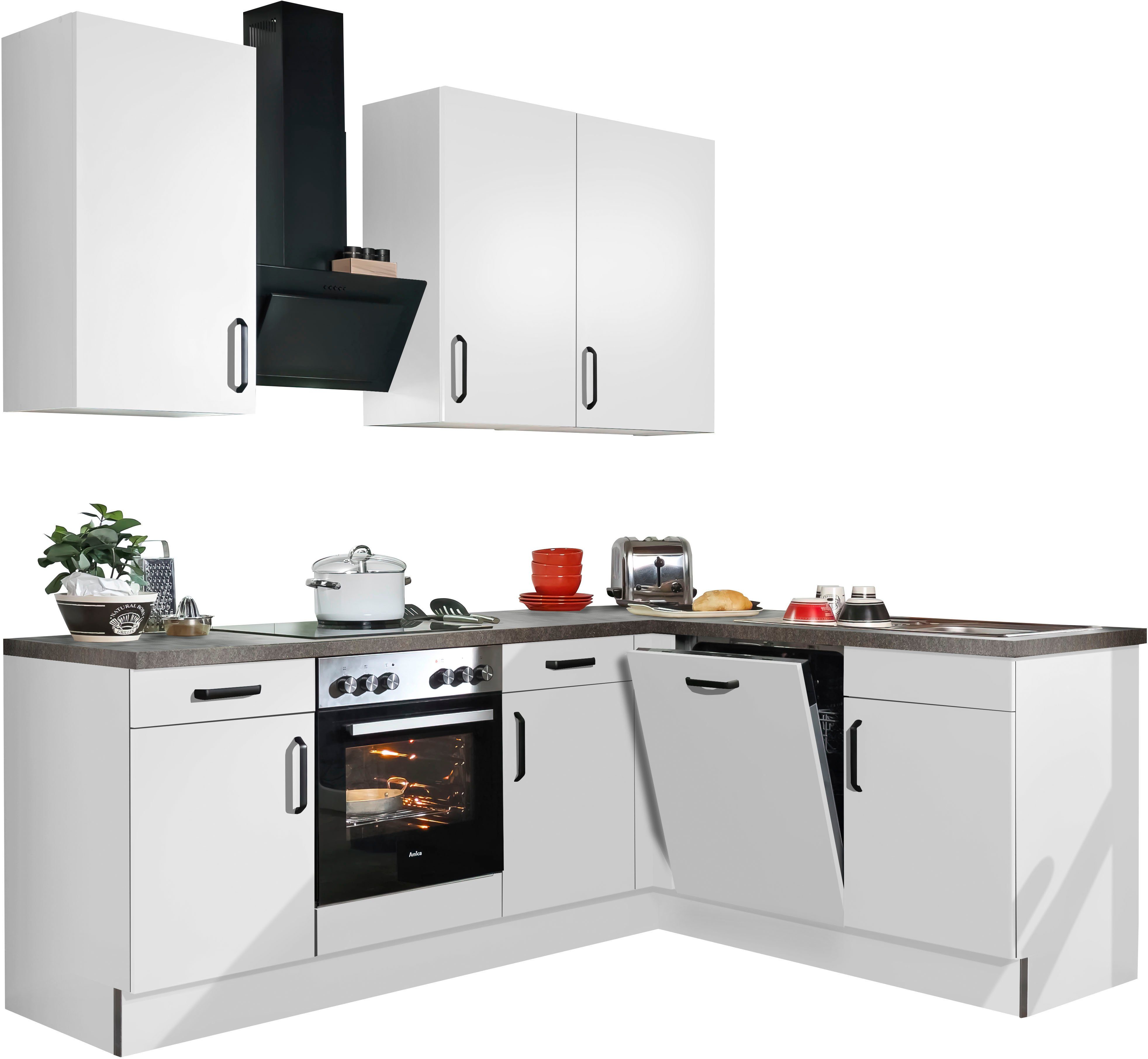 wiho Küchen verstellbaren mit mit cm Soft-Close-Funktion in & 225/175 Winkelküche Stellbreite wahlweise Auszügen, E- Geräten, \