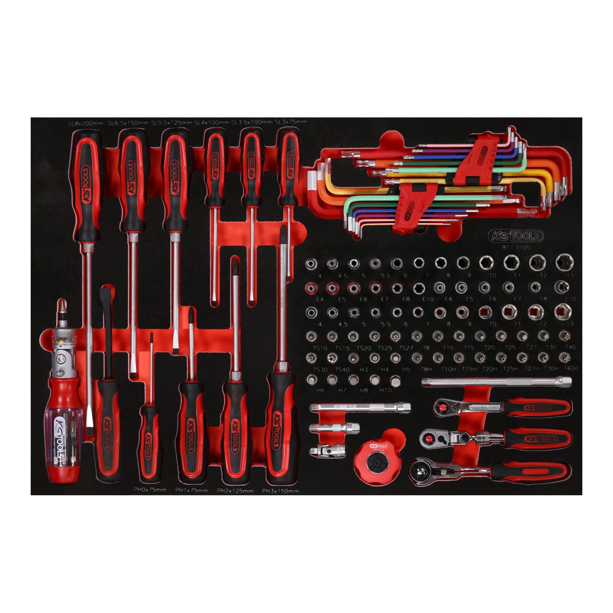 KS Tools Bit- und Steckschlüsselset KS Tools 1/4" Steckschlüssel- / und Schraubendreher-Satz in Schaumstof