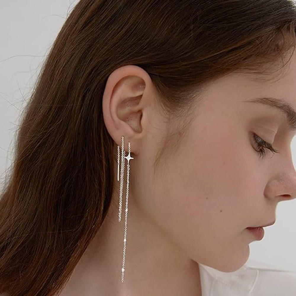 Frauen Paar Stern Ohrhänger baumelnde Kette Teenager für Haiaveng Mädchen Ohrringe Lange