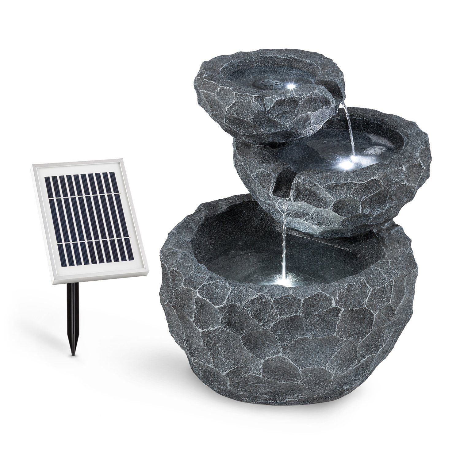 blumfeldt Wasserspiel Murach Kaskadenbrunnen, 48 cm Breite, (Set, Solarpanel;LED-Beleuchtung und Anschlussmaterial), spring zimmer zier brunnen led-beleuchtung terasse solar outdoor