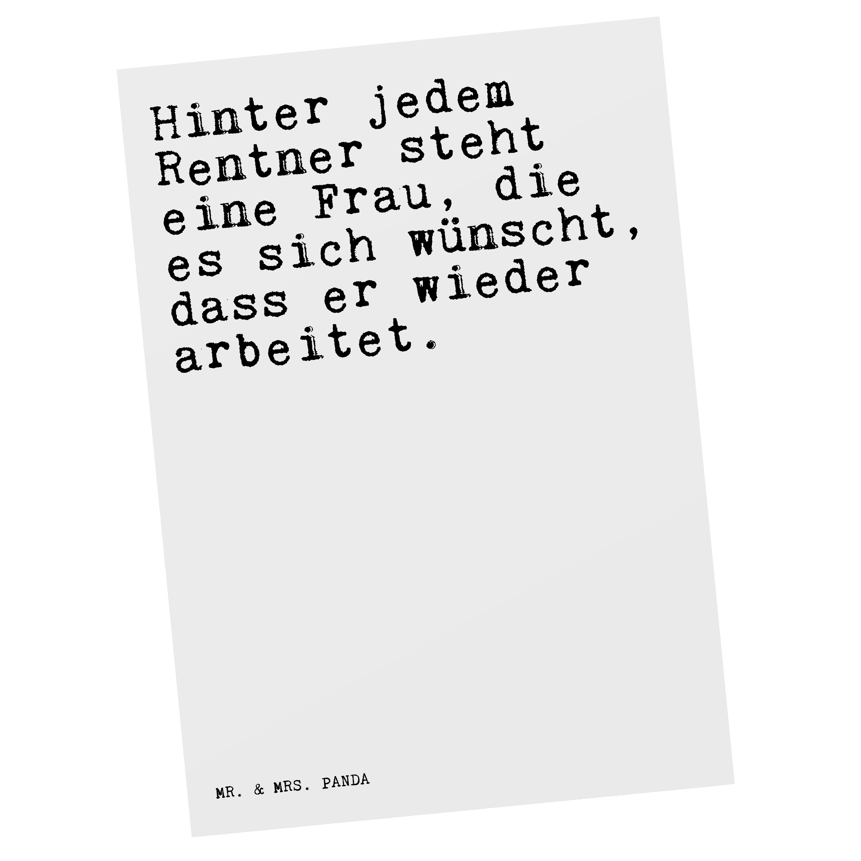 Mr. & Mrs. Panda Postkarte »Hinter jedem Rentner steht... Weiß