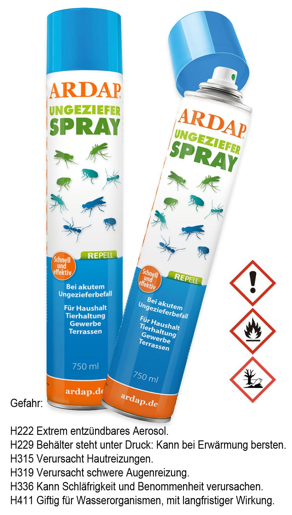 Insektenspray 2x ARDAP Repell Ungezieferspray 750 ml