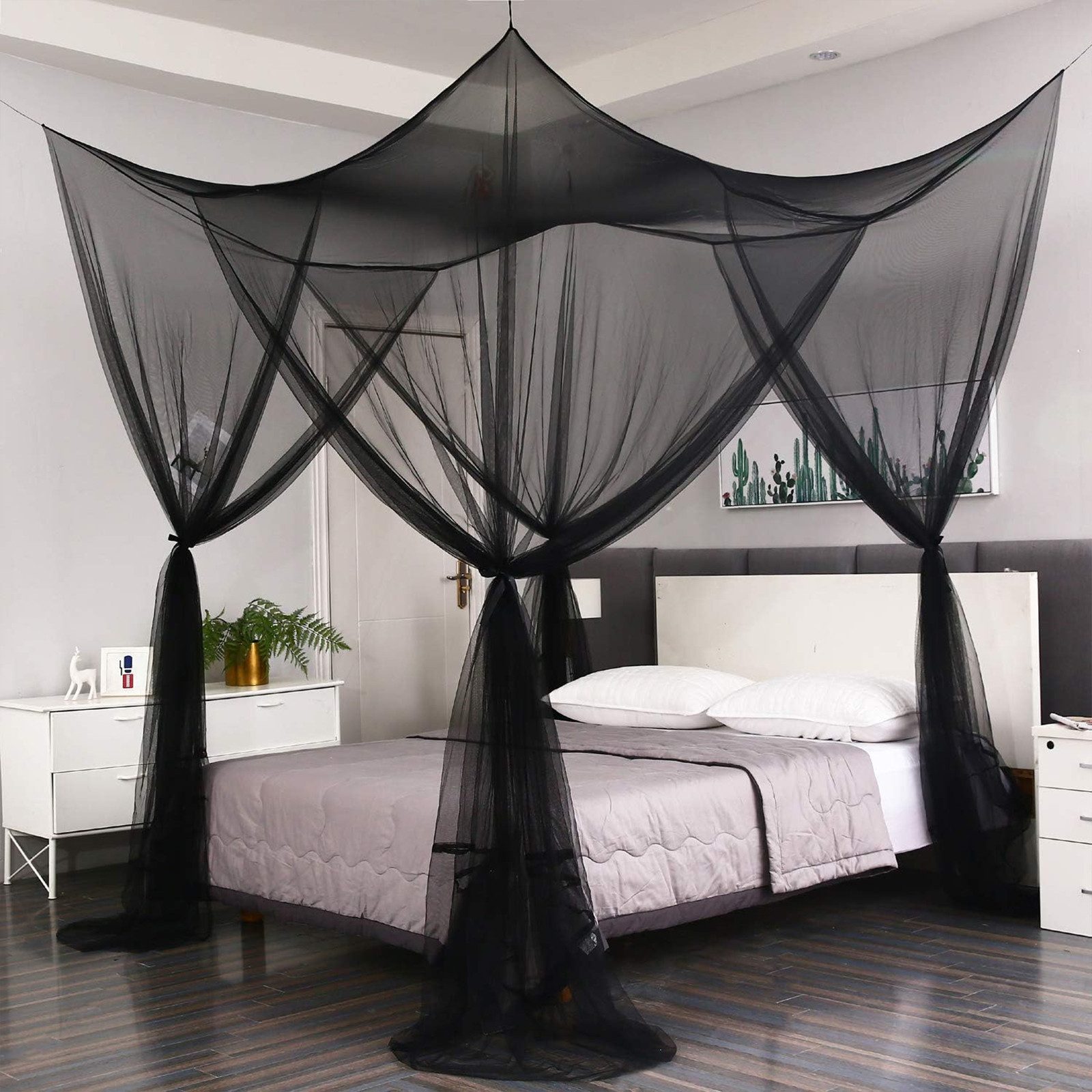 Moskitonetz Mückennetz Bett In- / Outdoor Fliegennetz Vier Türen 210x190x240cm