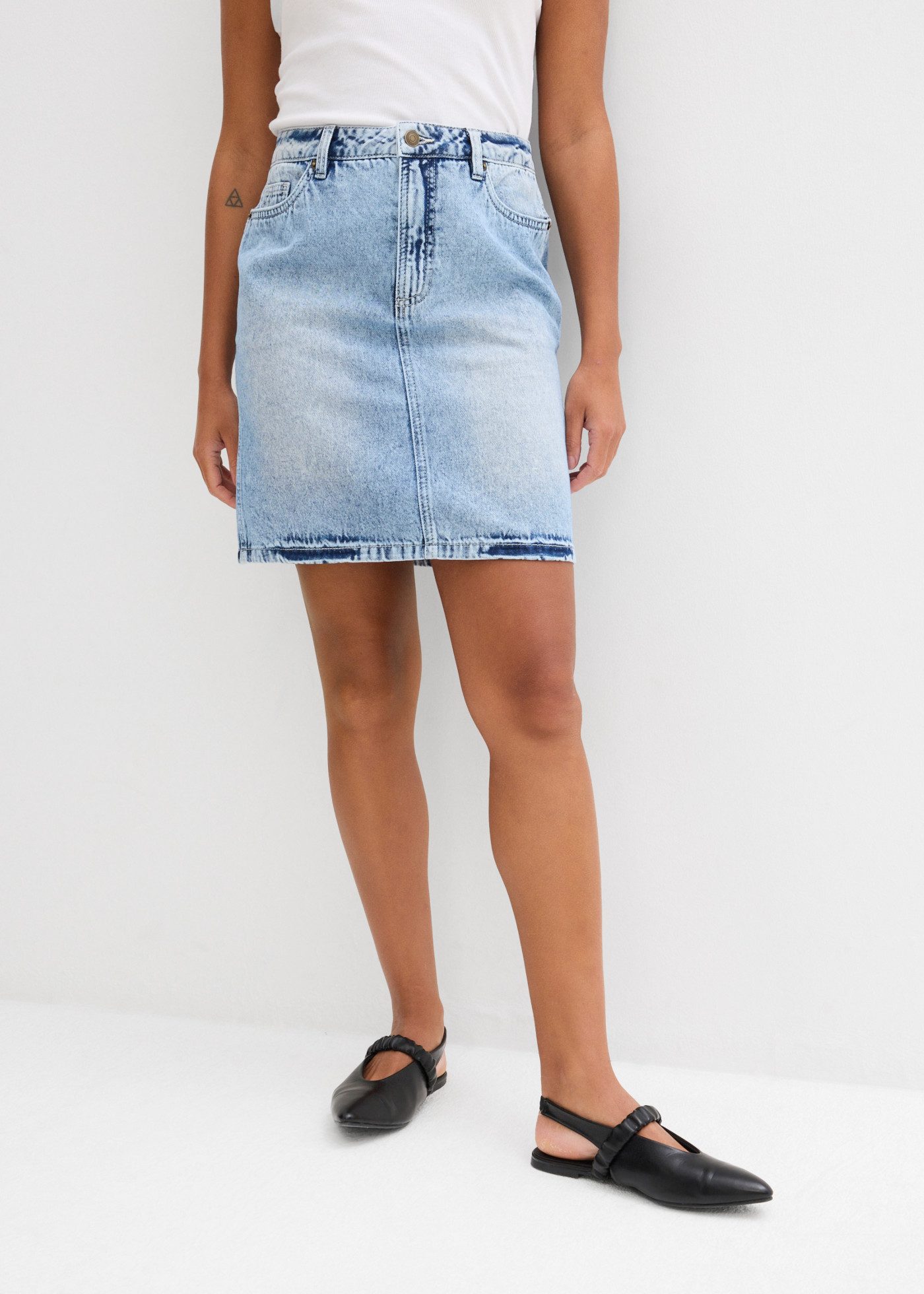 bonprix Jeansrock regular fit, mit hinterem Schlitz, aus Baumwolle