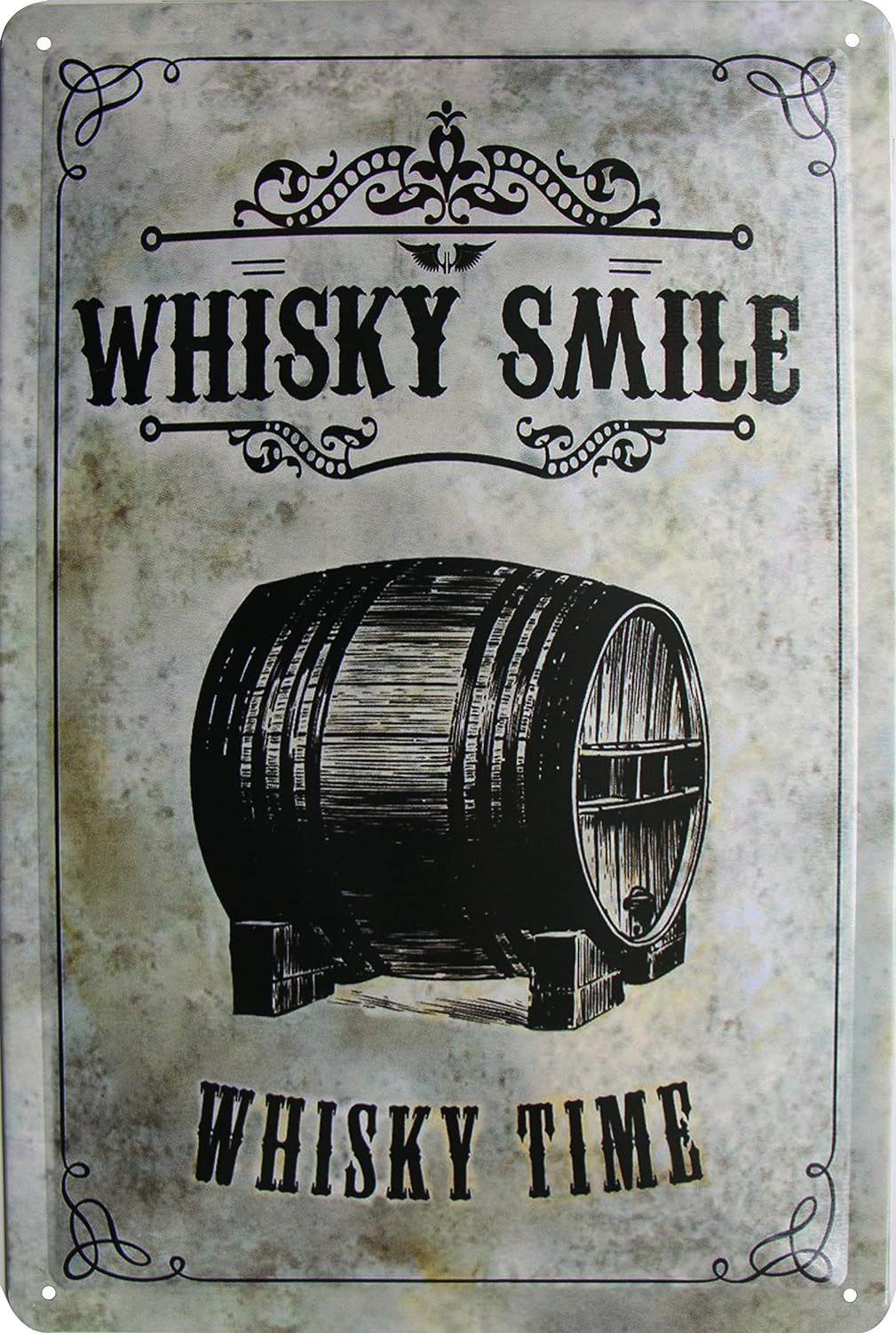 WOGEKA ART Metallbild Whisky Time - 20 x 30 cm Retro Blechschild Whiskey Alkohol, Metallschild Wanddeko Spruch Schild Wandbild Bar Kneipe Pub