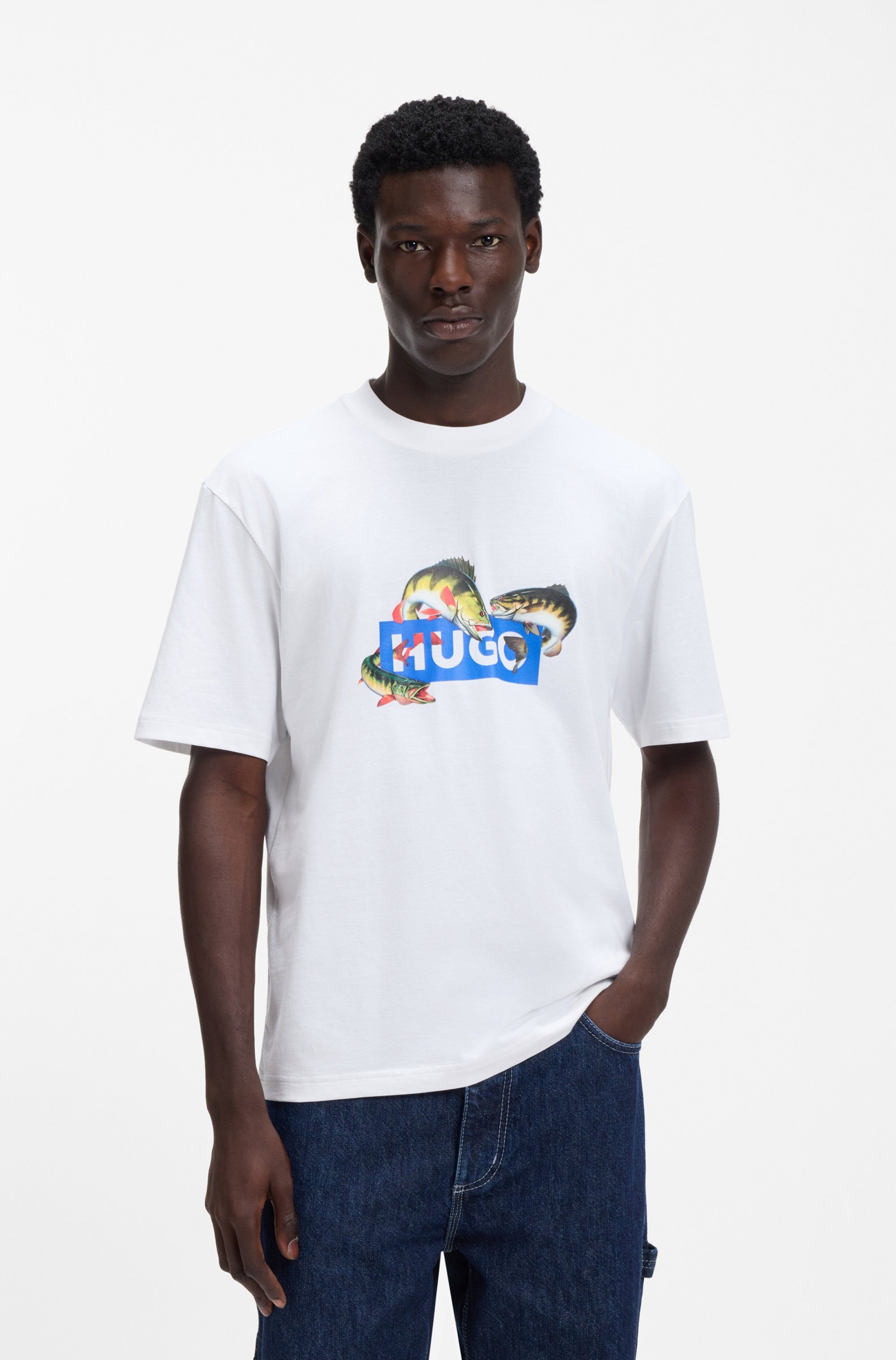 HUGO Blue T-Shirt Regular Fit, Rundhalsausschnitt günstig online kaufen