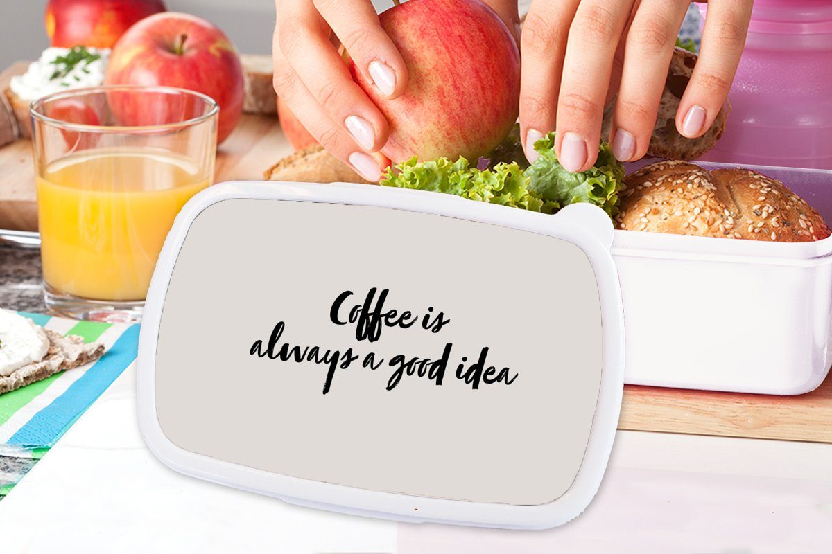 Zitate eine Kaffee, Jungs Erwachsene, ist MuchoWow Mädchen und Sprichwörter für Kunststoff, - Lunchbox Idee weiß und Kinder - - Kaffee immer (2-tlg), gute Brotdose, Brotbox für