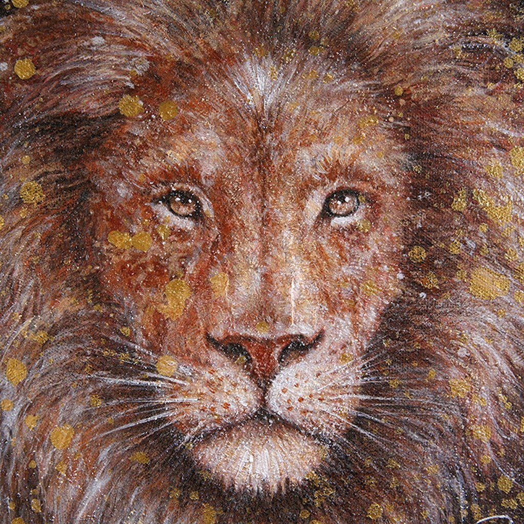 GILDE Gemälde und Löwe Tiger 40x40cm Leinwand, 40x40cm (Set, Löwe Tiger Set Leinwand St), Wildlife gemalt 2 Bilder Auf