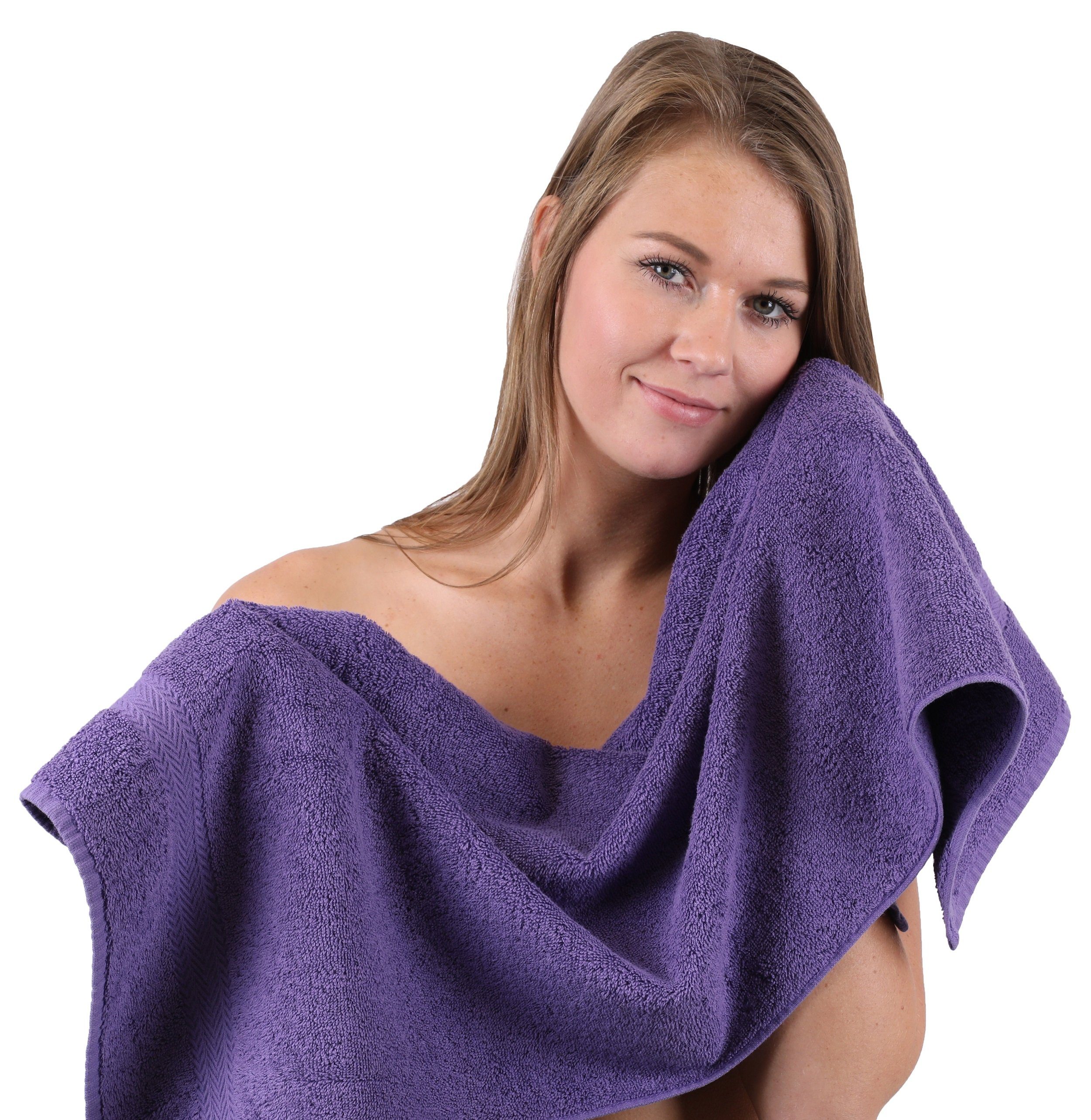 (10-tlg) Set 100% Handtuch-Set Handtuch Betz Hellblau, 10-TLG. Baumwolle, & Premium Lila Farbe