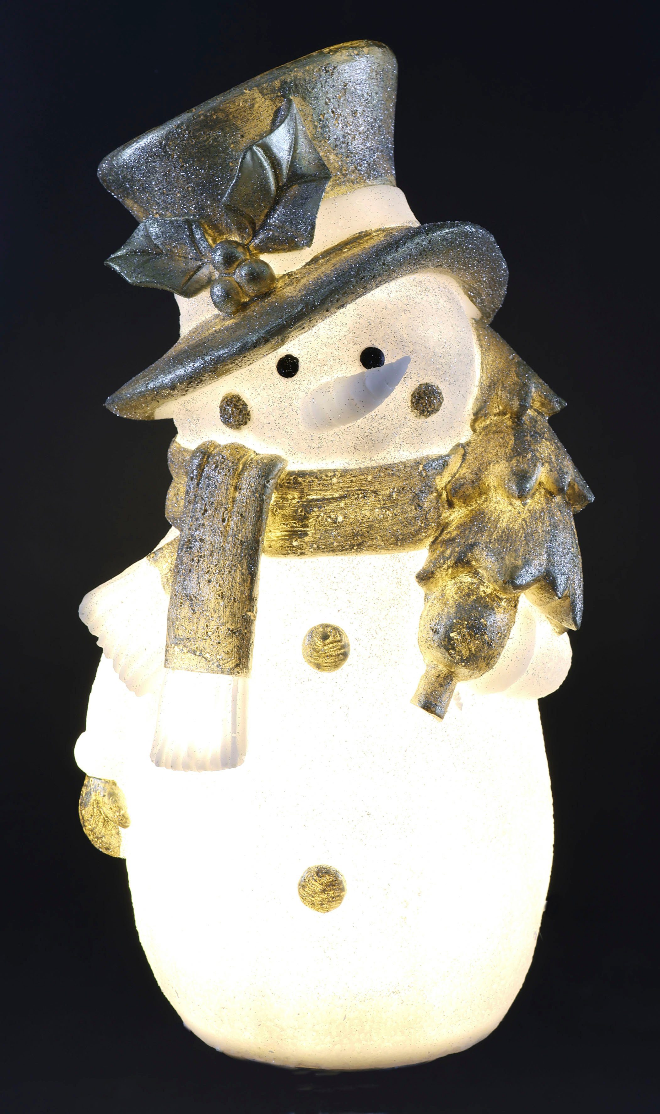 I.GE.A. LED Dekofigur Schneemann, LED fest integriert, Warmweiß,  Weihnachtsdeko aus Polyresin, Höhe ca. 36 cm