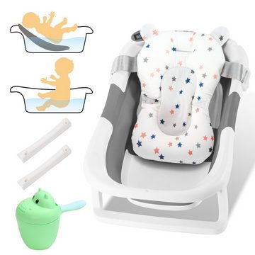 Randaco Babybadewanne Baby Badewanne Faltbare Wanne mit kissen Ergonomische Kunststoff Grau