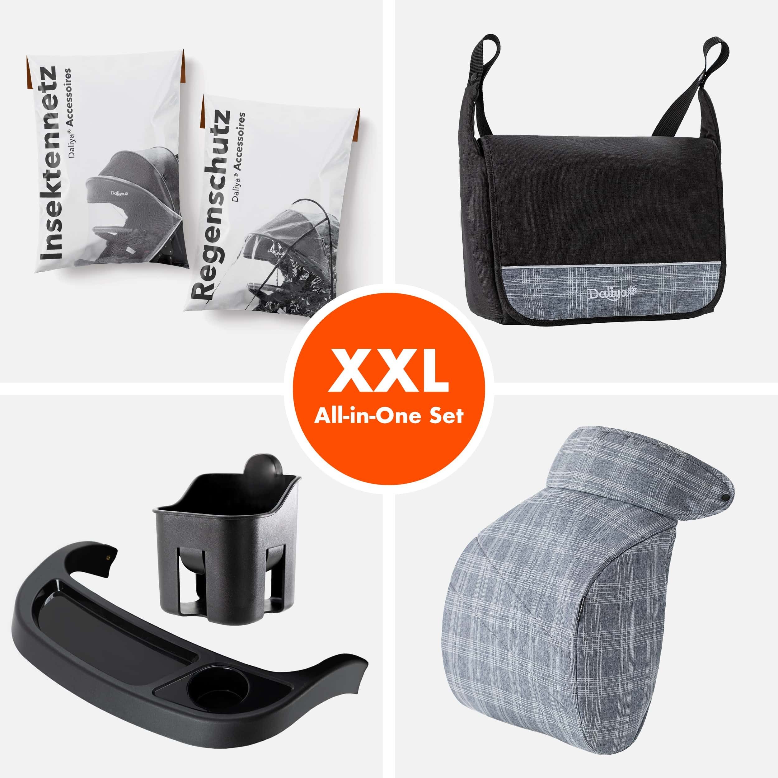 Daliya® Kinder-Buggy RAPIDY Buggy Kinderwagen, XXL Set, kompakt, Kinderbuggy, Sportwagen, (XXL 10-tlg. Komplettset, 10-tlg), Liegeposition, Fußsack, Spieltisch, Wickeltasche, Regenverdeck