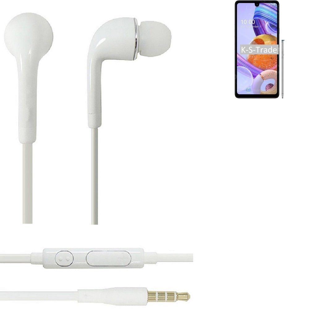 K-S-Trade für LG Electronics K71 In-Ear-Kopfhörer (Kopfhörer Headset mit Mikrofon u Lautstärkeregler weiß 3,5mm)