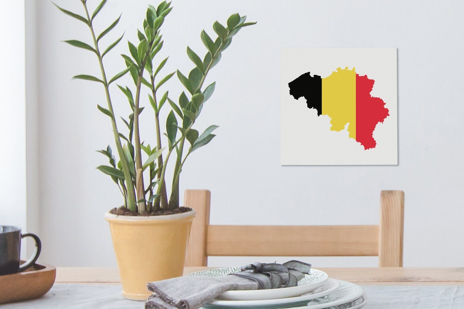 von Bilder Illustration Nationalflagge, (1 Eine Schlafzimmer OneMillionCanvasses® der für Belgien Wohnzimmer Farben in St), den Leinwand Leinwandbild