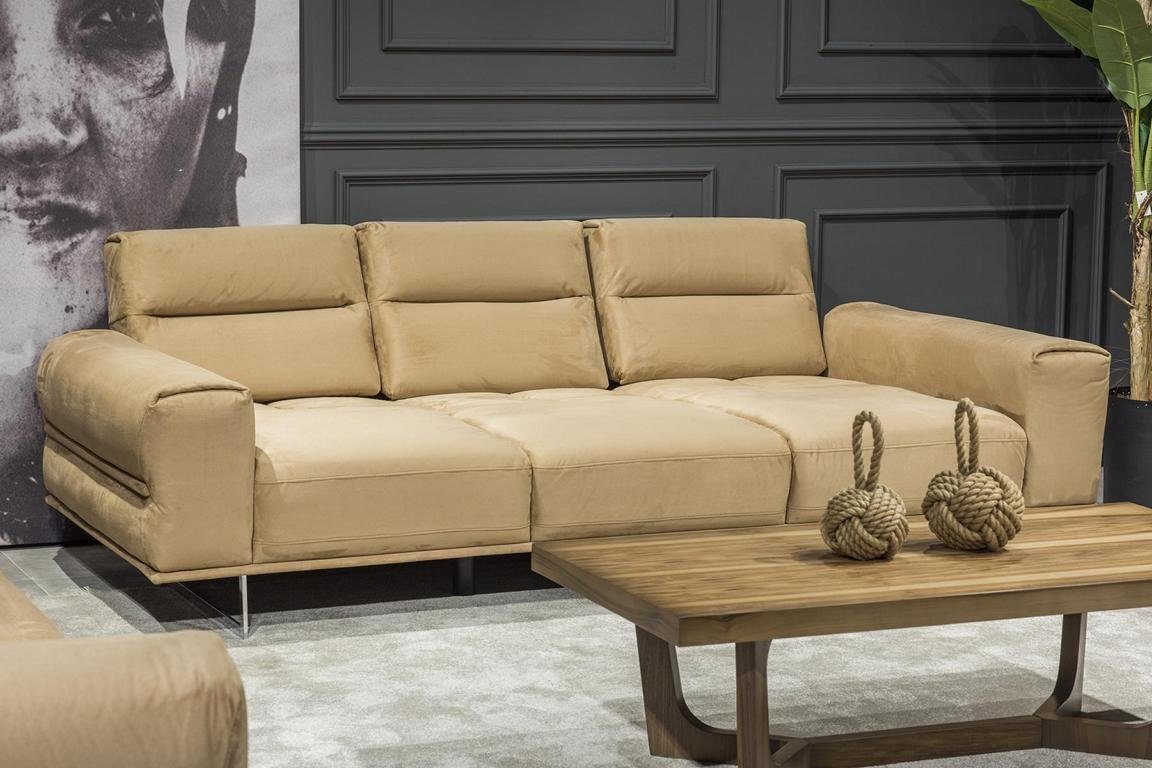 JVmoebel Wohnzimmer-Set Luxus Sofagarnitur + Set, 1x 4tlg. (4-St., 1x 3-Sitzer Sofa Creme + Couchtisch), in + 1-Sitzer Made Couchtisch Couch 3+3+1 Europa 1x