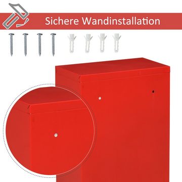 Kleankin Medizinschrank (Set, 1-St., Erste-Hilfe-Schrank) mit Schloss 3 Fächer Metall Rot 25 x 12 x 48 cm