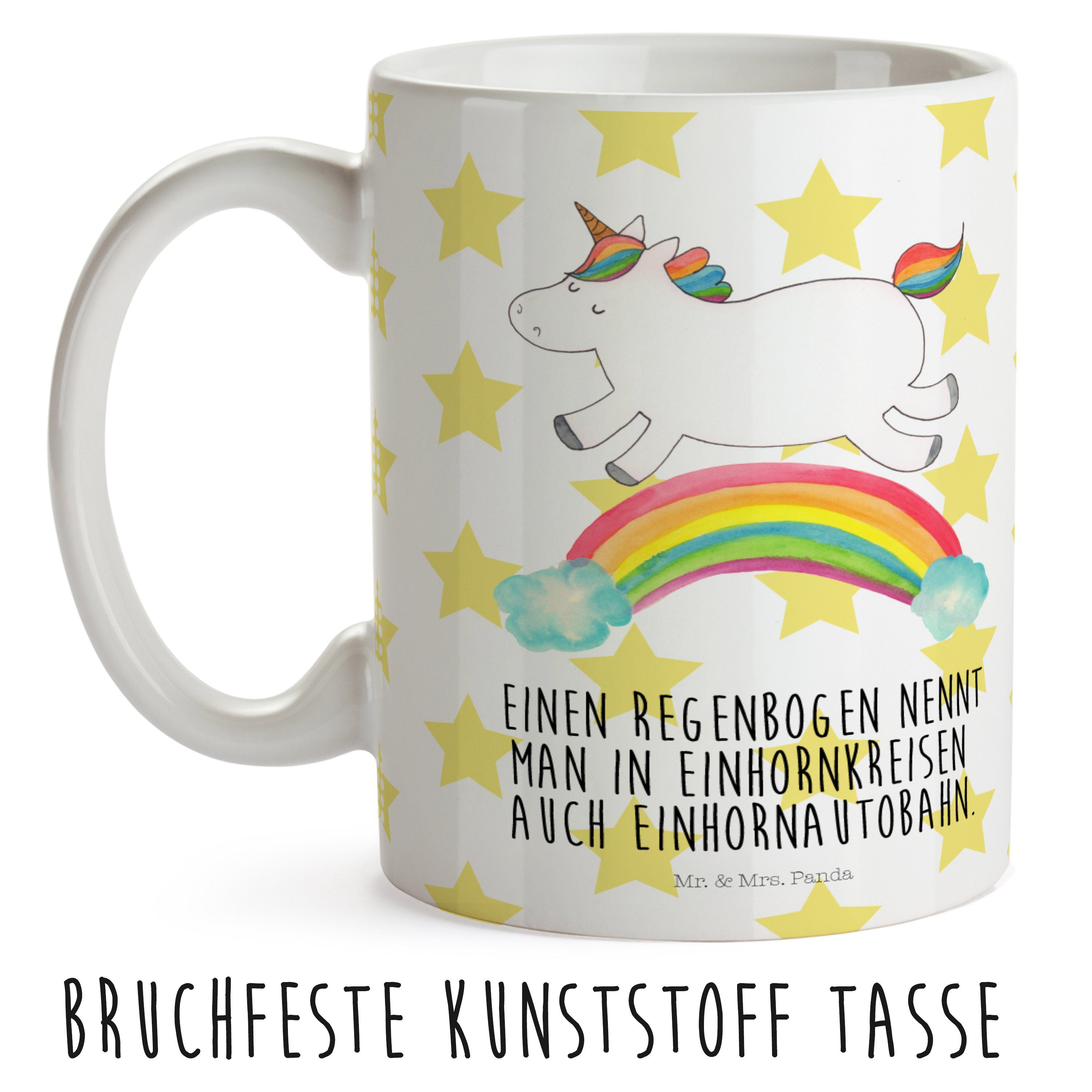 Pegasus, Glitzer, Panda Reis, Unicorn, Weiß Einhorn Mrs. Kunststoff Kinderbecher - Regenbogen & - Geschenk, Mr.