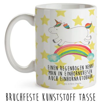 Mr. & Mrs. Panda Kinderbecher Einhorn Regenbogen - Weiß - Geschenk, Unicorn, Pegasus, Glitzer, Bruc, Kunststoff, Kindergeschichten Motive
