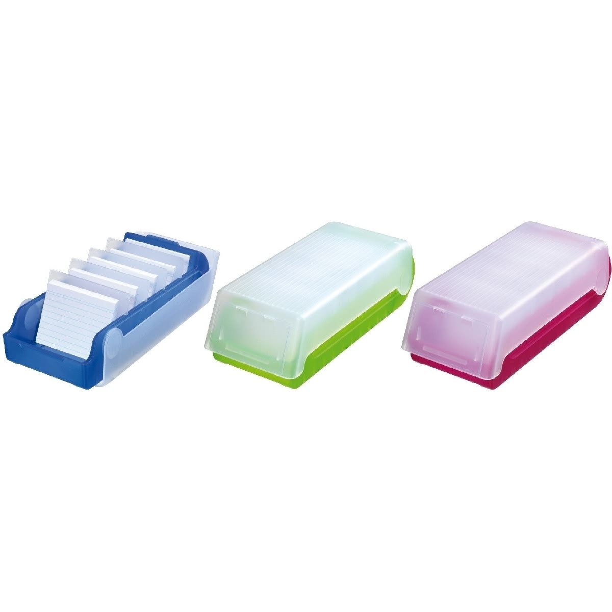 Herlitz Karteikasten Lernkartei A8 quer PP mit 100 Karten 5-Fächersystem farbig sortiert