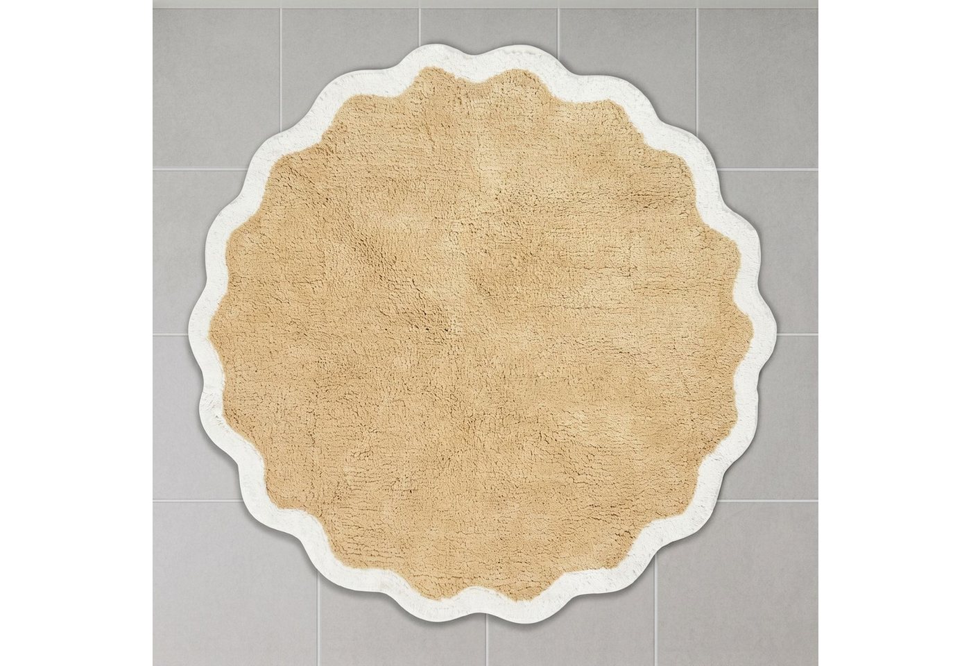 Homescapes Badematte Badematte rund mit 70 cm - Runder Badteppich beige, 100 % Baumwolle, Höhe 10 mm, 70 cm
