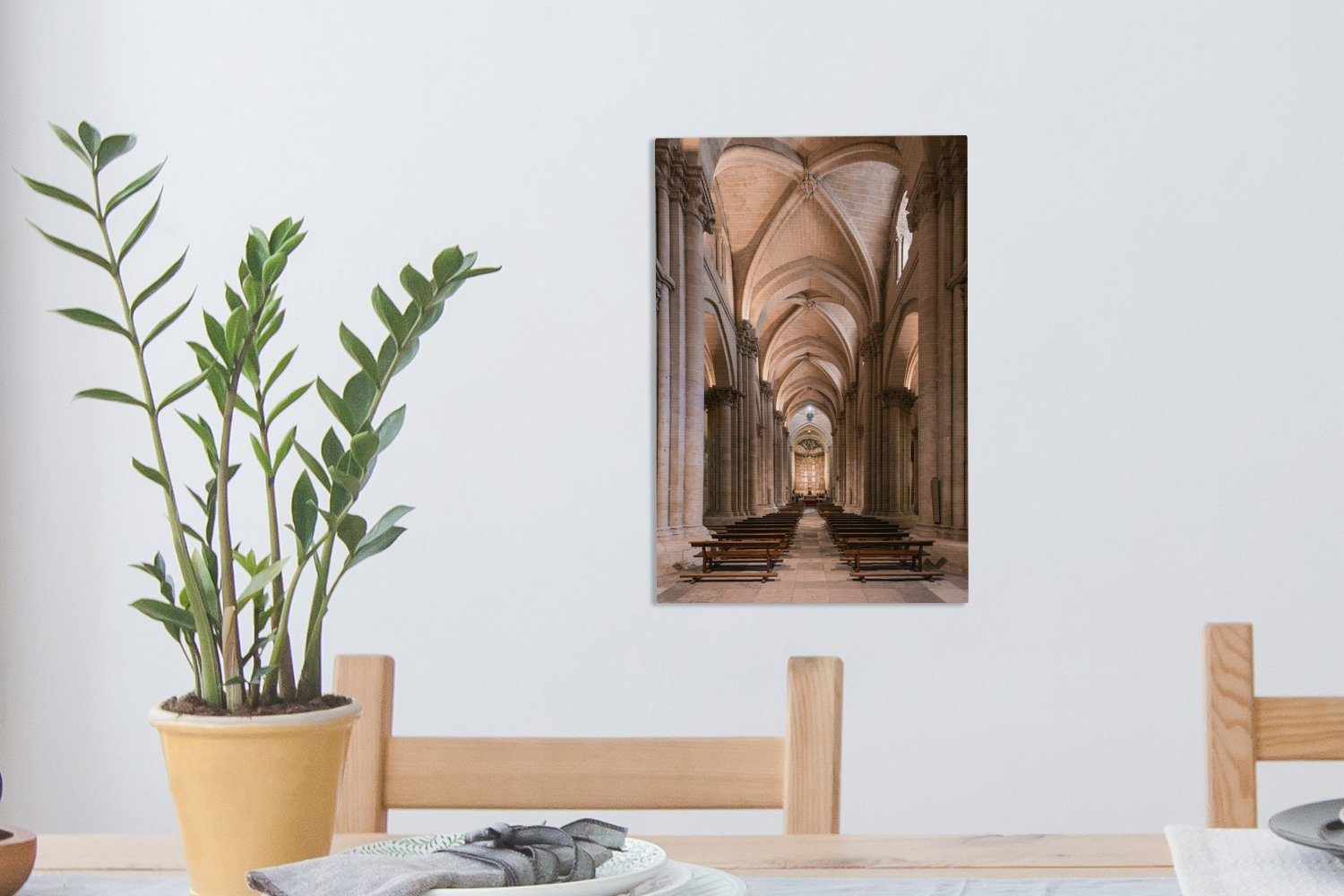Gemälde, Der Zackenaufhänger, gotische cm 20x30 Leinwandbild OneMillionCanvasses® Korridor der bespannt (1 Leinwandbild St), Kathedrale, fertig inkl.
