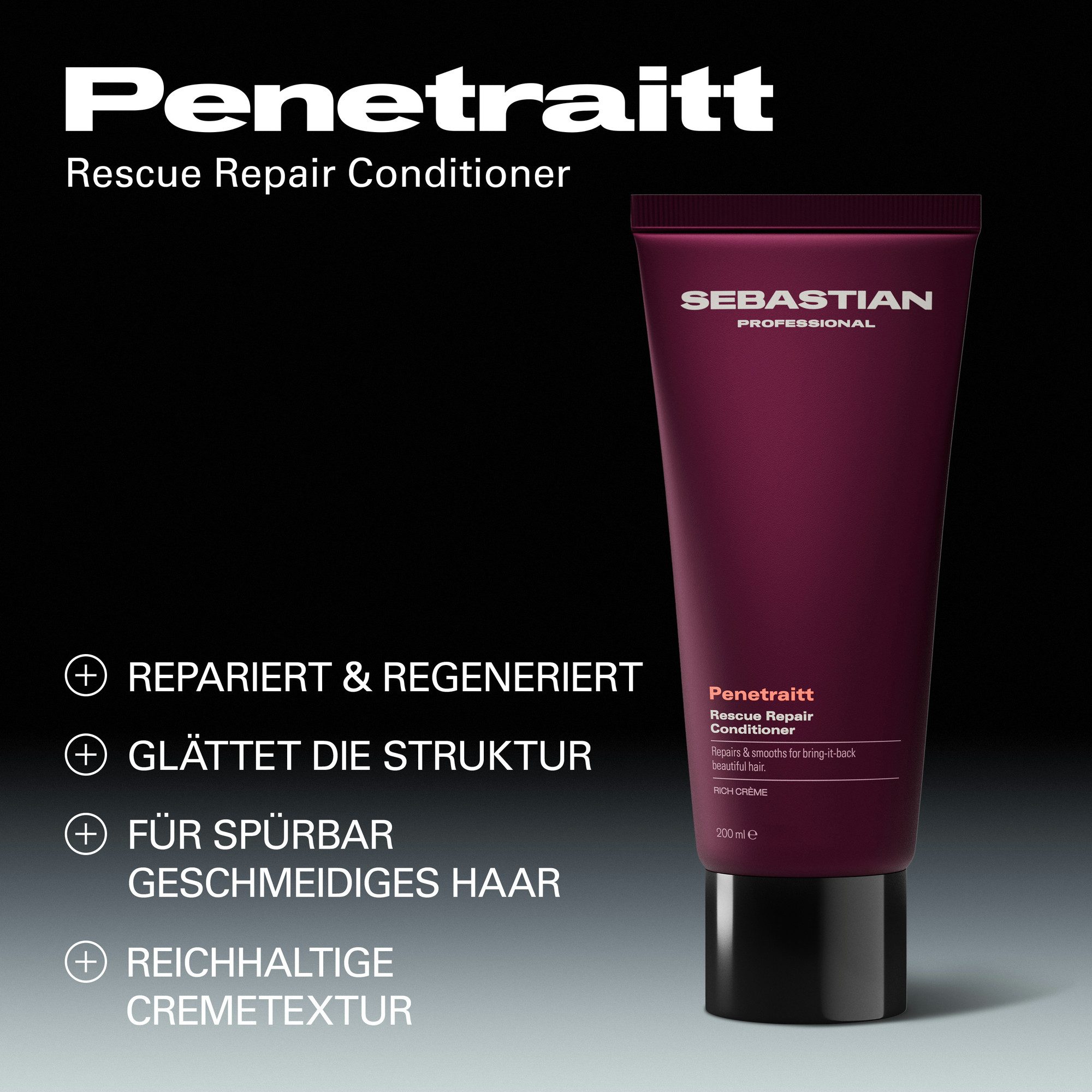 Sebastian Professional Haarspülung Penetraitt Conditioner, für geschädigtes Haar, flüssige Textur, 200 ml Inhalt