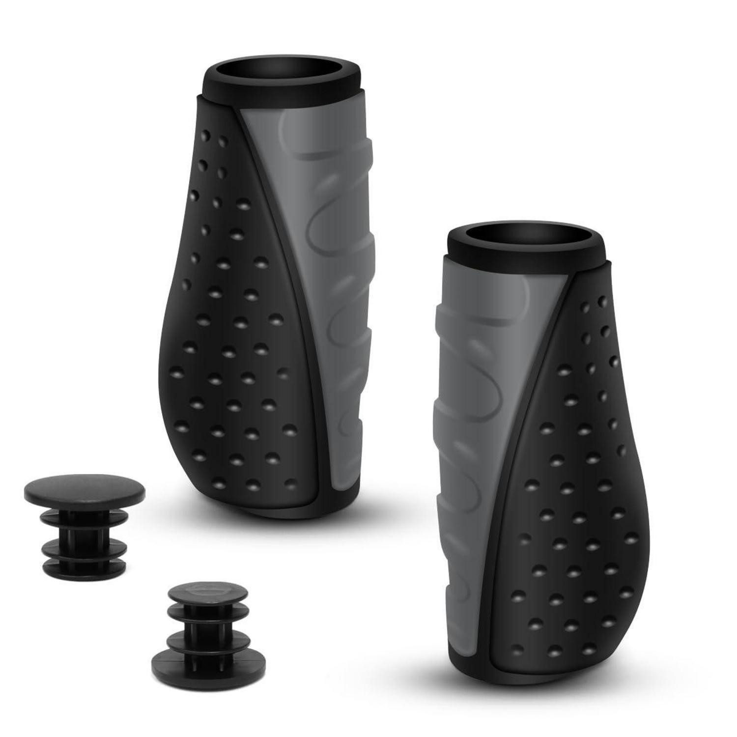 LuxusKollektion Fahrradlenker Fahrradgriffe rutschfest ergonomisch MTB 22,2mm grau (90mm+90mm)
