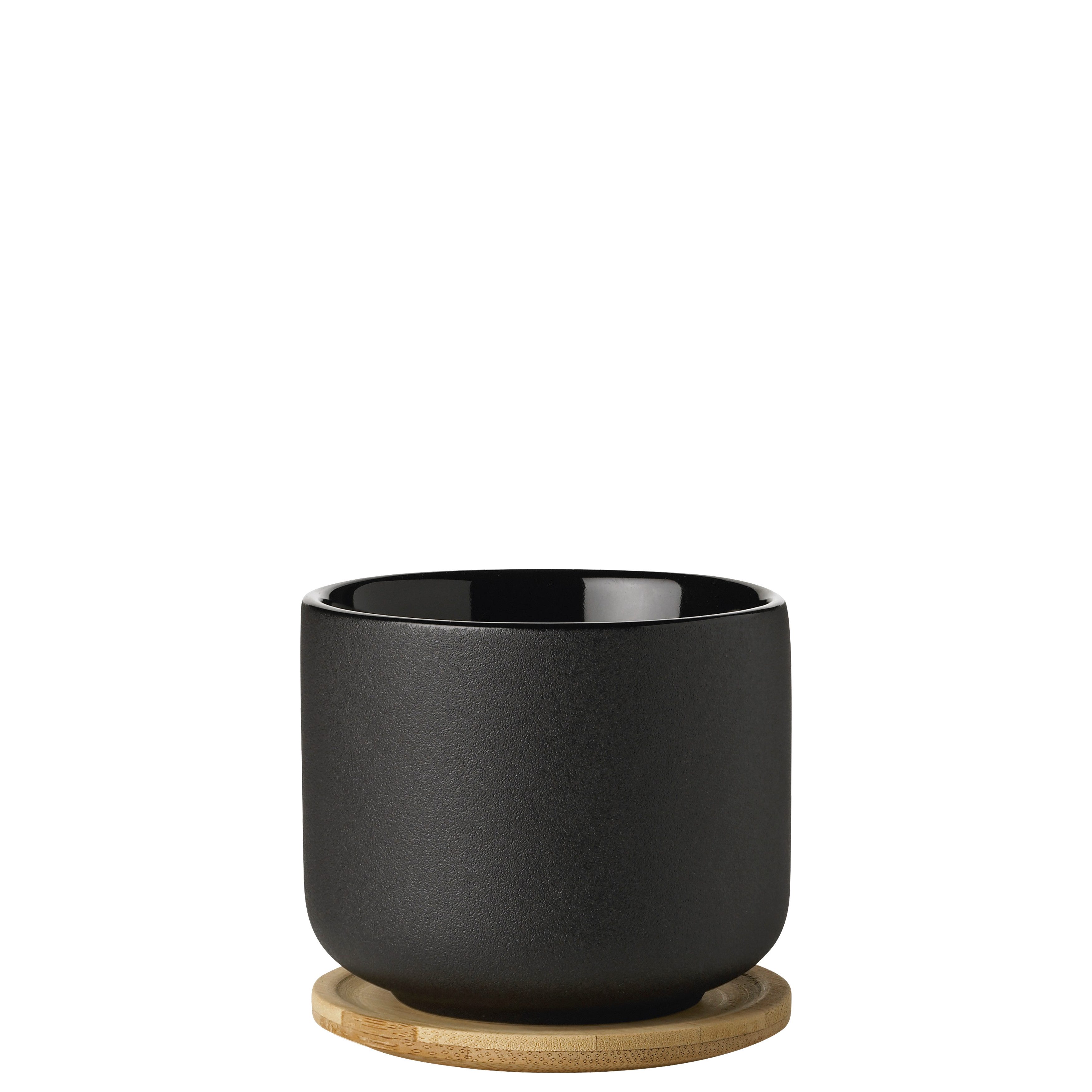 Stelton Becher Stelton Theo Becher mit Untersetzer 0.2 l. Black, Steinzeug