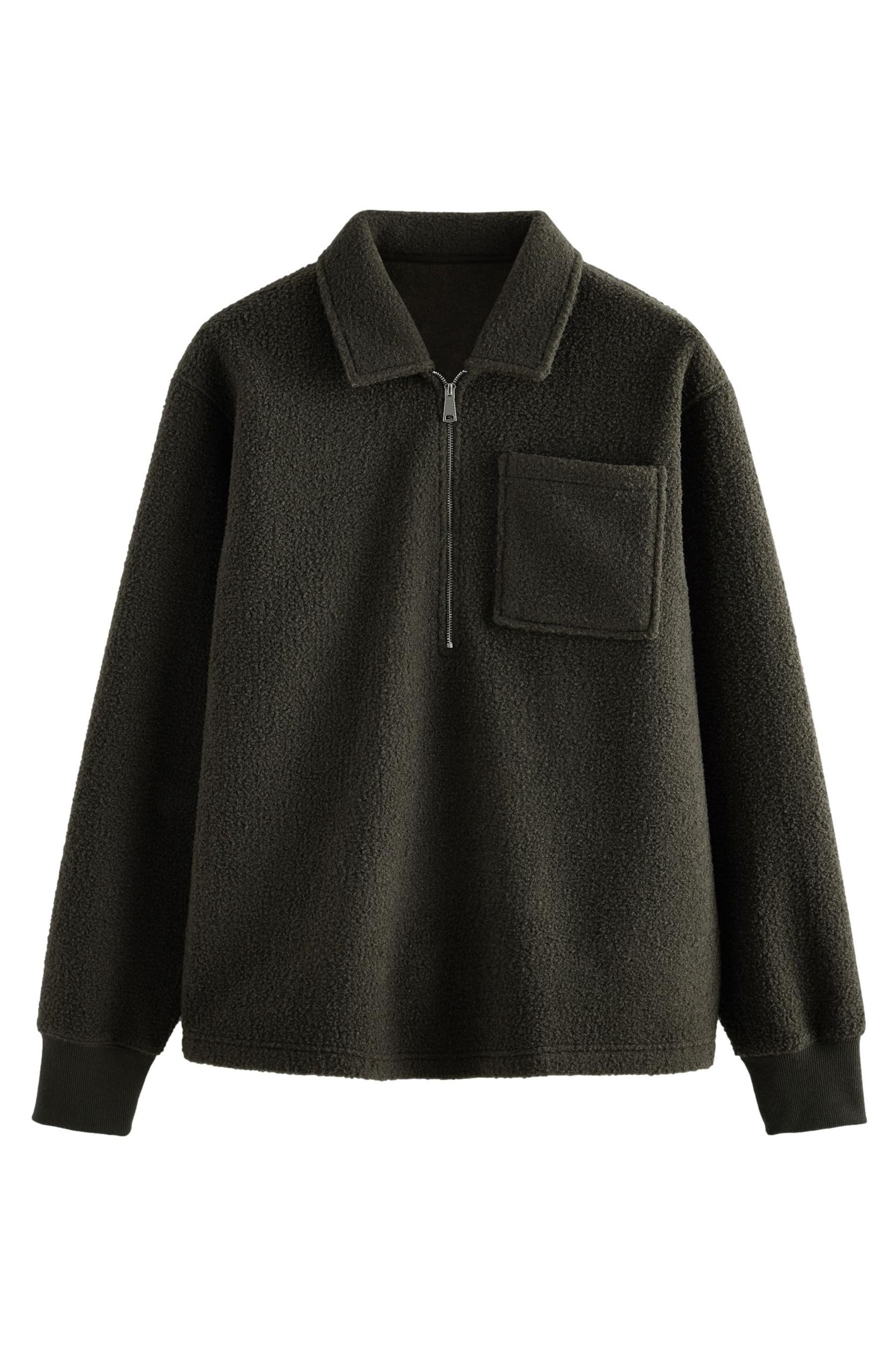 Fleecejacke Sweatshirt mit Reißverschlusskragen aus Wollmix