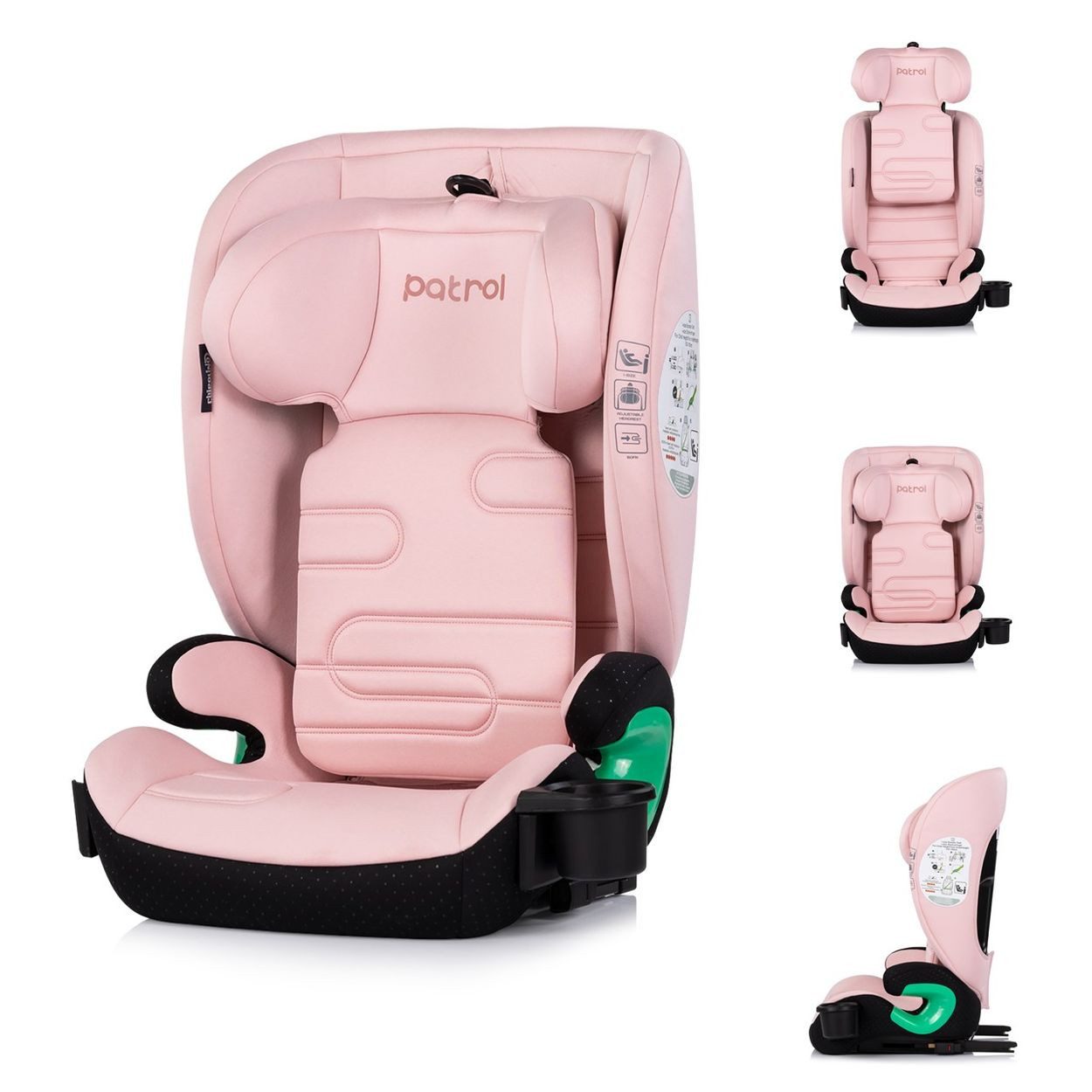 Chipolino Kindersitzerhöhung Kindersitz Patrol i-Size, ab: 4, bis: 12, Isofix (100-150cm) Kopfstütze Getränkehalter