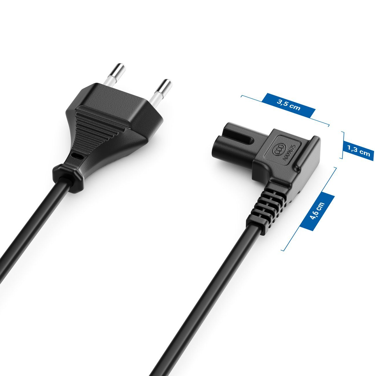 deleyCON deleyCON 3m Netzkabel Stromkabel Eurostecker auf C7 Buchse 90° Stromkabel