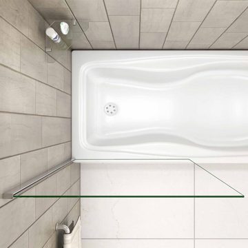 duschspa Badewannenaufsatz Badewannenaufsatz Duschwand Duschtrennwand 6mm NANO Sicherheitsglas, Einscheibensicherheitsglas, Sicherheitsglas, (Set), Höhe 140cm