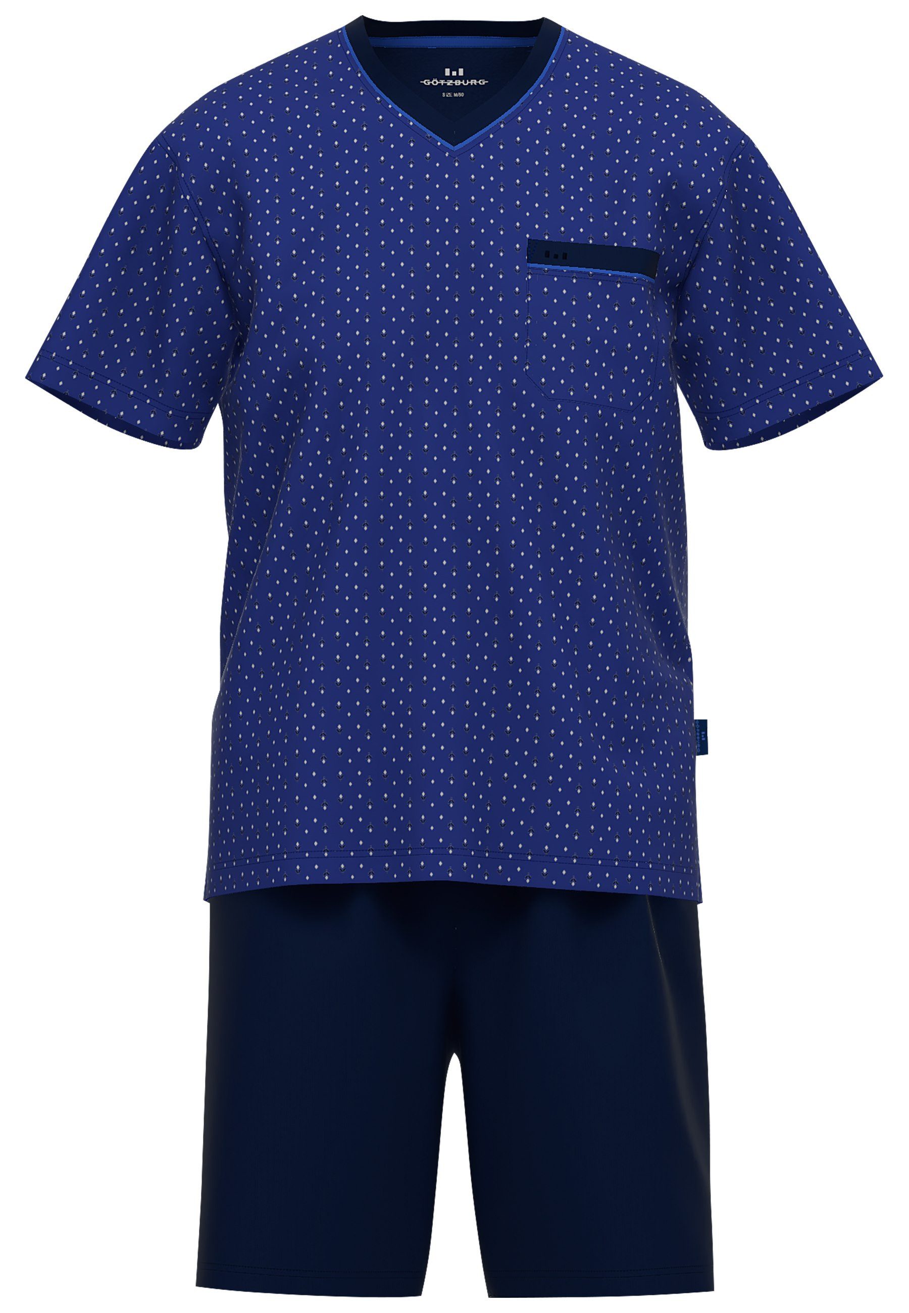 GÖTZBURG Shorty Waterford (2 tlg) Kurzarm, V-Ausschnitt, kurze Hose, Baumwollmix, atmungsaktiv, bequem