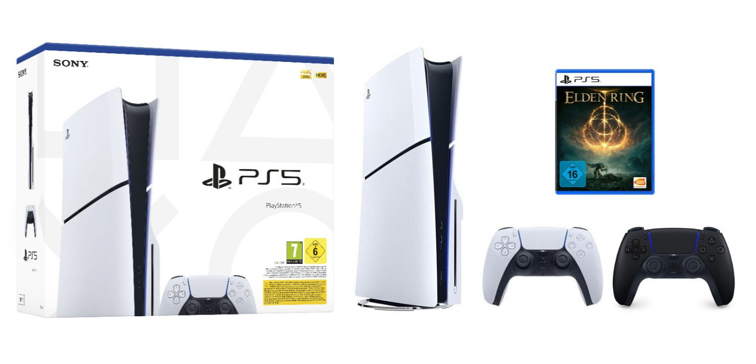 Playstation PS5 Disk Slim inkl. Elden Ring & 2. Controller Midnight Black (Konsolen-Bundle, inkl. Elden Ring)