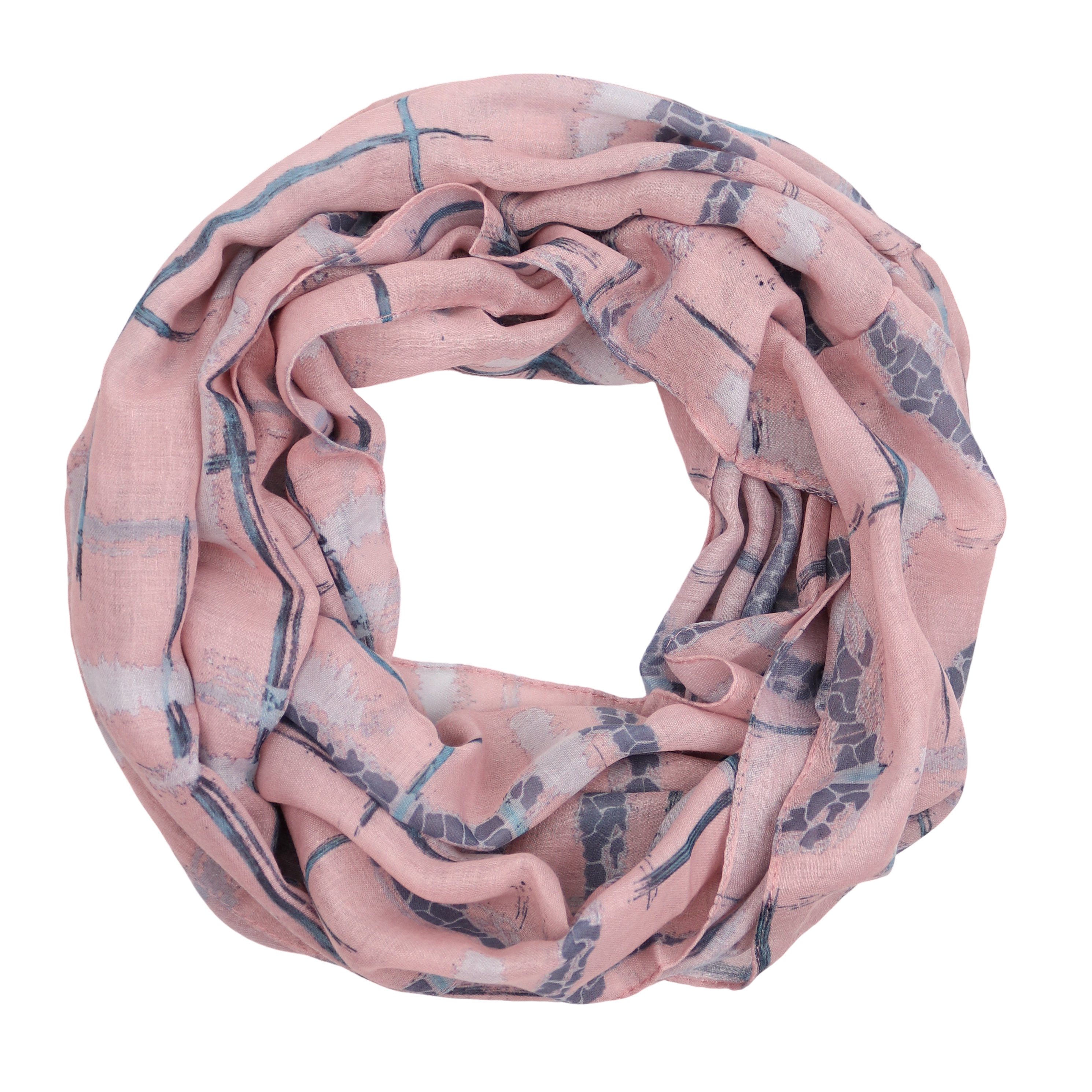 MIRROSI Loop Damen Schal Weich aus 100% Viskose Groß, Schlauchschal, Abstraktmuster, (ca.60x80cm; zweimal um den Hals wickelbar), Damen Halstuch Stola ideal für Frühling,Sommer, Herbst oder Winter