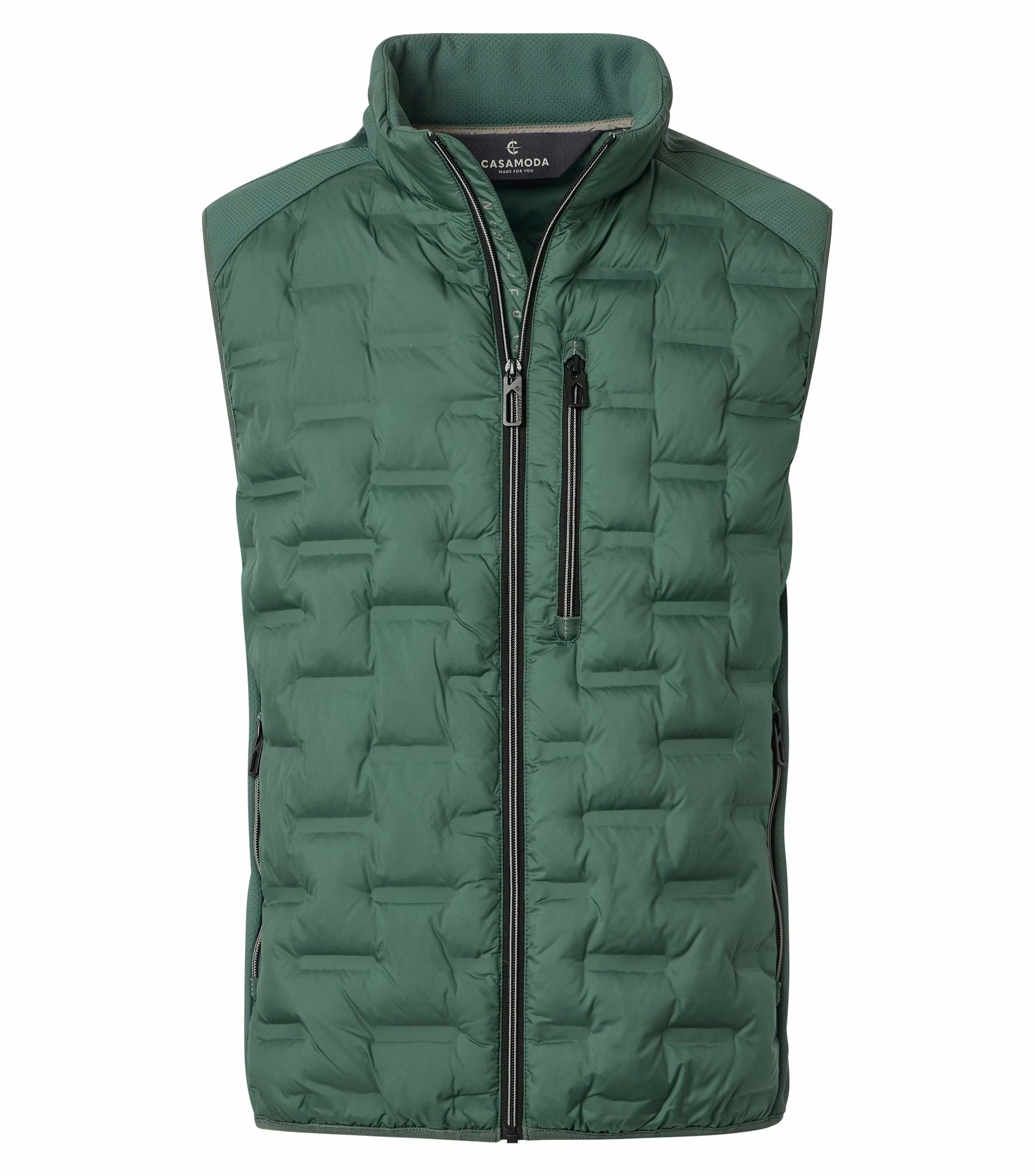 CASAMODA Steppweste CASAMODA Outdoor-Hybridweste Stehkragen Zipper Regular Grün