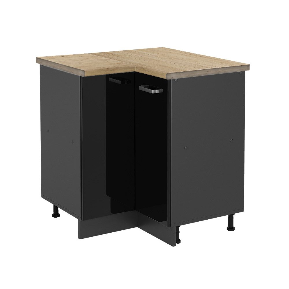 Vicco Eckunterschrank R-Line, Schwarz Hochglanz/Anthrazit, 75.6 günstig online kaufen