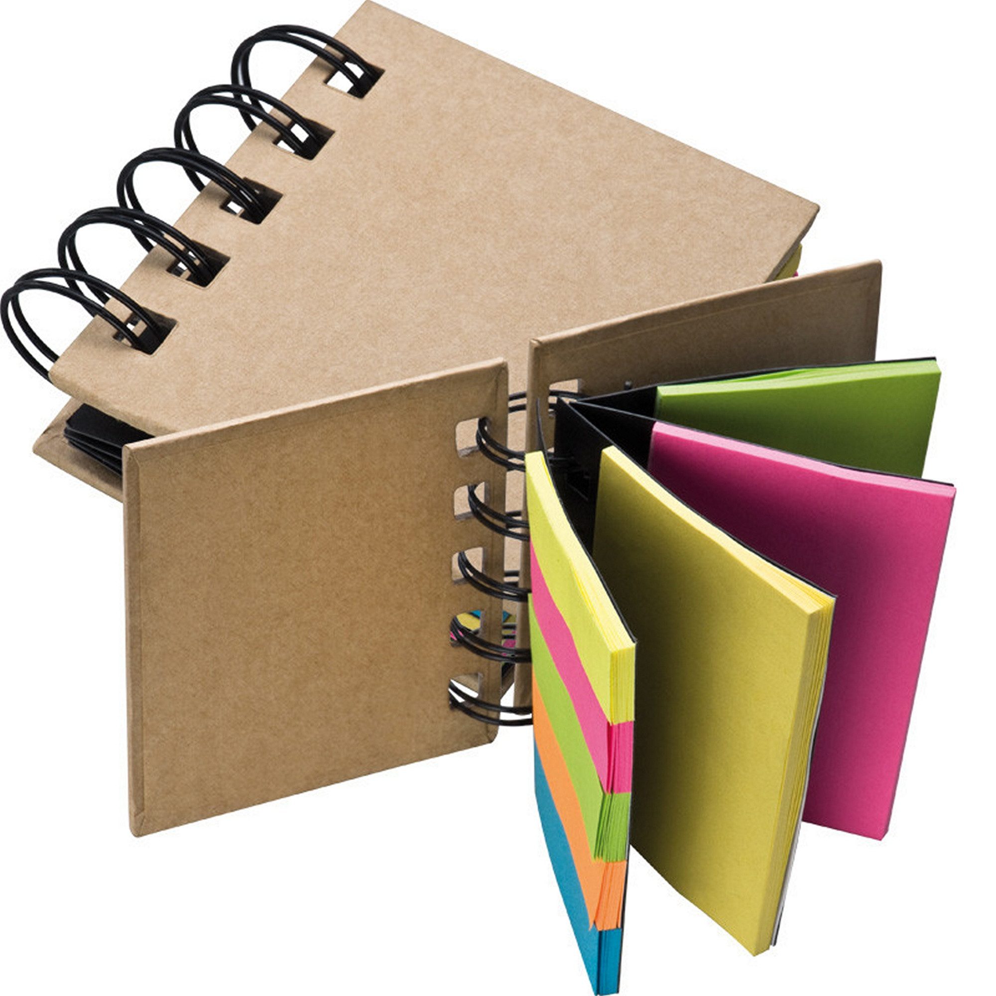 Macma Haftnotizblock Kleines Ringbuch mit 100 Haftmarkerstreifen und 75 Haftnotizen