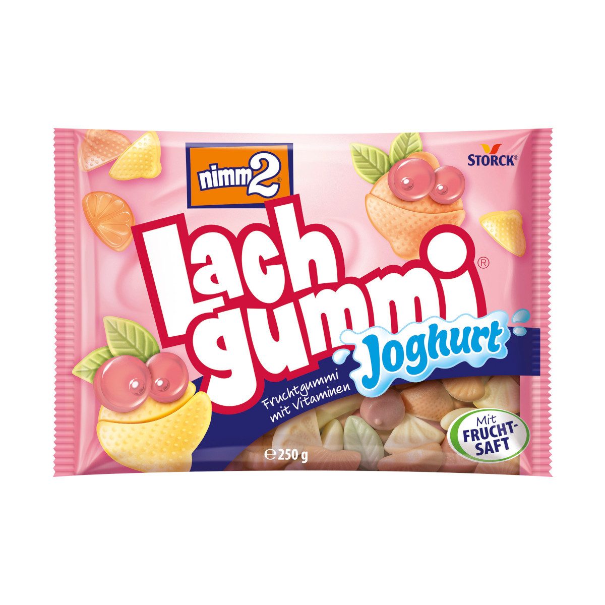 NIMM2 Süßigkeit, Storck nimm2 Lachgummi Joghurt Fruchtgummi mit Fruchtsaft 250g