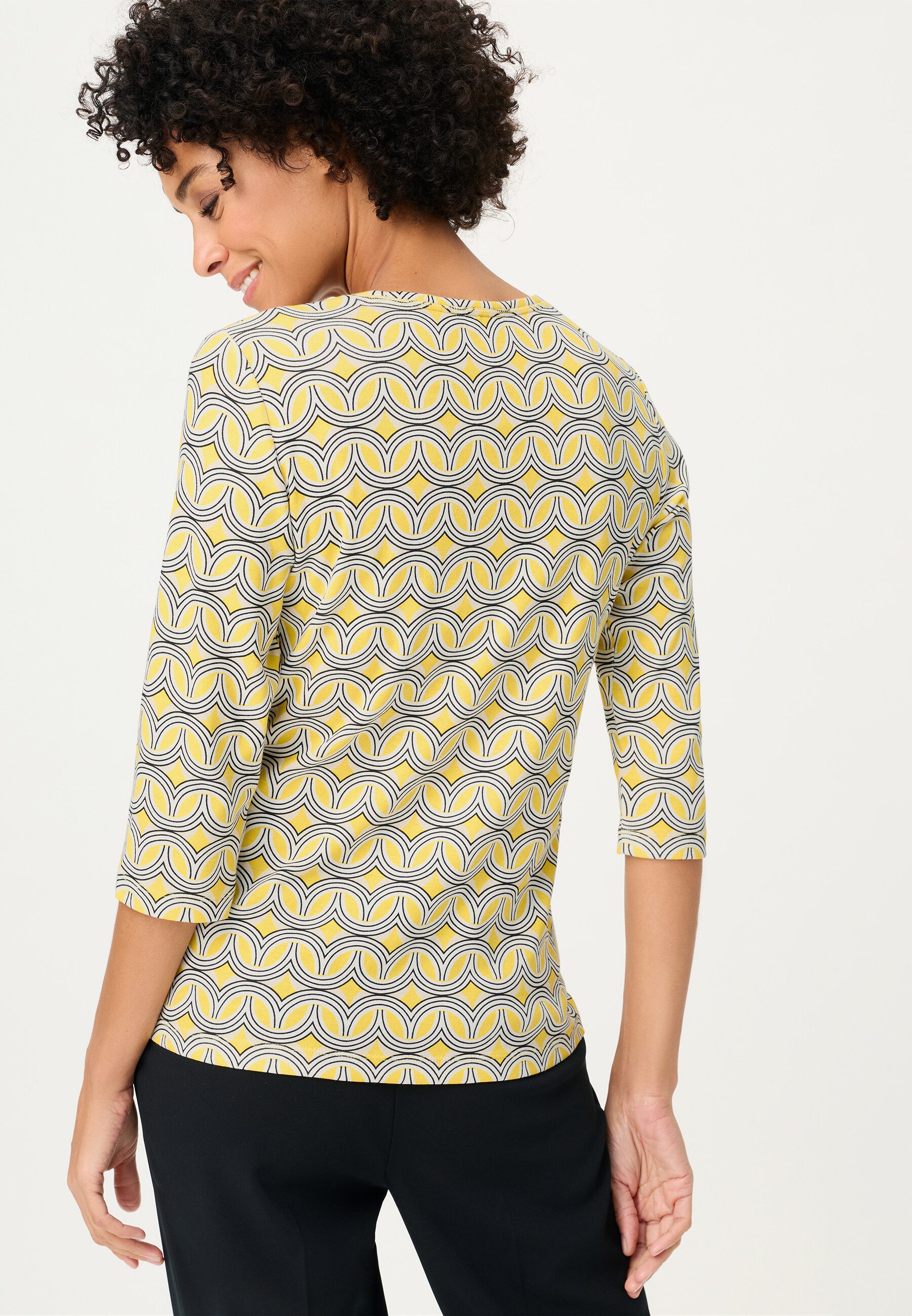 Olsen T-Shirt Shirt mit Allover-Dessin und 3/4-Ärmeln günstig online kaufen