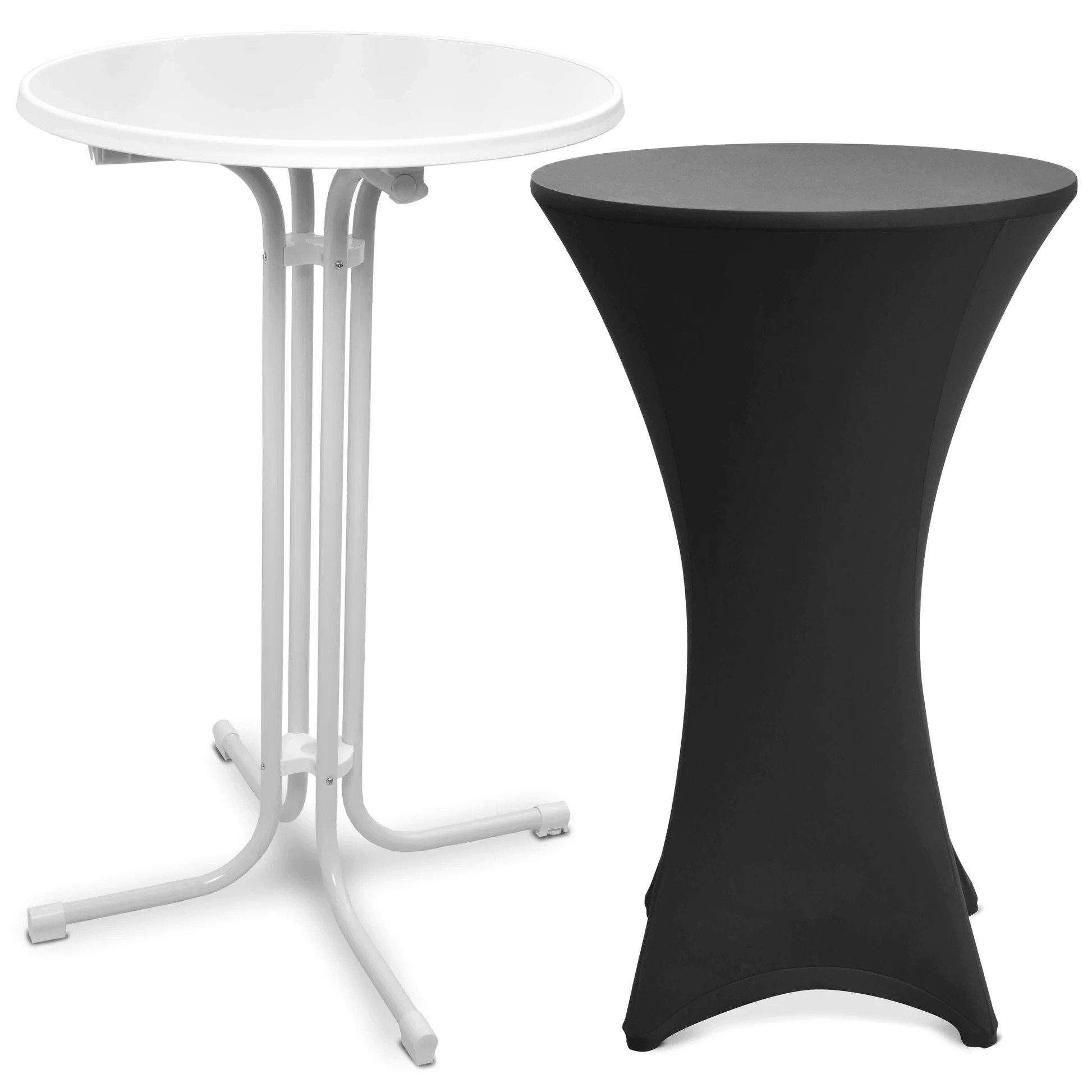 Beautissu Stehtisch Outdoor Stehtisch Bellini, klappbar, Ø70cm, Schwarz, mit Husse, inkl. Husse – wetterfest – kratzfest
